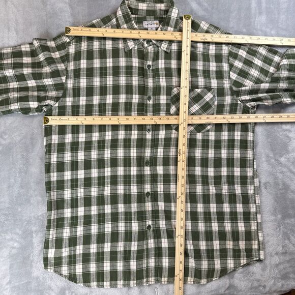 Carhartt Men's XL Green Flannel Plaid Long Sleeve Shirt Original Fit Button Up - Picture 4 of 8